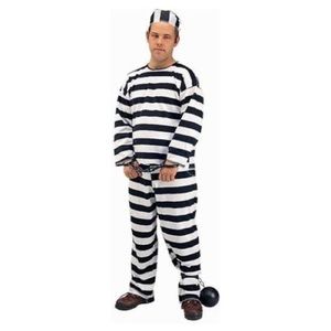 Convict Black & White‎ Striped Halloween Costume